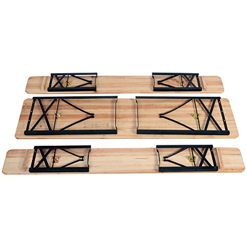 Giantex-3-PCS-Beer-Table-Bench-Set-Folding-Wooden-Top-Picnic-Table-Patio-Garden-0-1