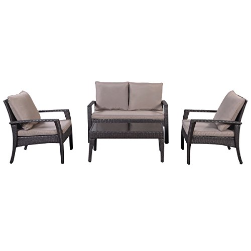 Giantex-4pc-Patio-Rattan-Furniture-Set-Tea-Table-Chairs-Outdoor-Garden-Steel-Frame-0