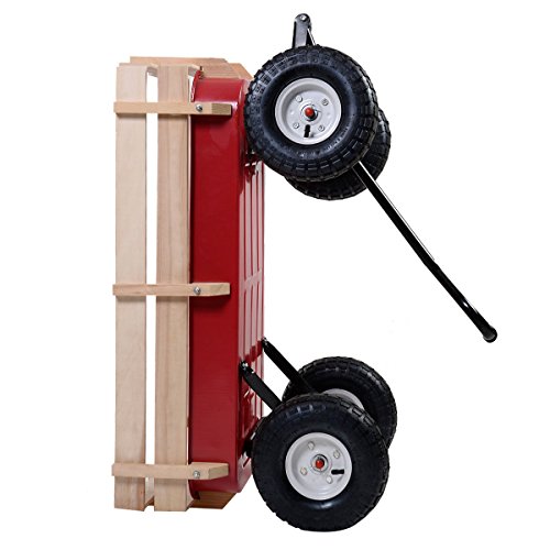 Giantex-All-Terrain-Cargo-Wagon-Wood-Railing-Kids-Children-Garden-Air-Tires-Outdoor-Red-0-0
