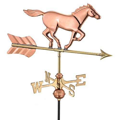 Good-Directions-1912P-Jumping-Horse-Rider-Weathervane-Copper-0