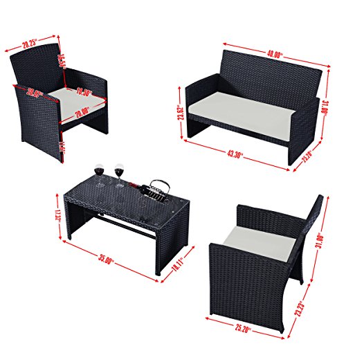 Goplus-4-PC-Rattan-Patio-Furniture-Set-Black-Wicker-Garden-Lawn-Sofa-Cushioned-Seat-0-1
