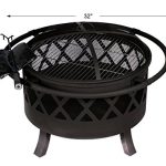 HIO-32-Inch-Large-Steel-Fire-Pit-Includes-Cooking-Grid-Spark-Screen-Cover-and-Poker-Black-0-0