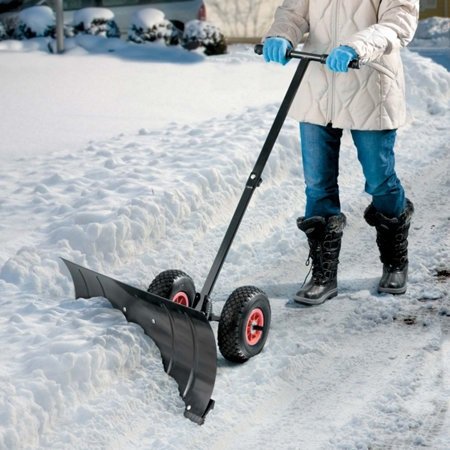 Heavy-Duty-Rolling-Snow-Shovel-with-Rotatable-Steel-Blade-5-Way-Adjustable-Handle-and-Extra-Large-Rubber-Wheels-for-Easy-Rolling-0-0