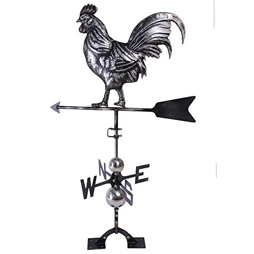 IORMAN-Original-Hand-forged-Crowing-Rooster-Weathervane-Matte-Black-Aged-Finish-Wind-Directions-for-Farmhouse-Barn-Rustic-Outdoor-Matte-Black-Finish-Crowing-Rooster-0