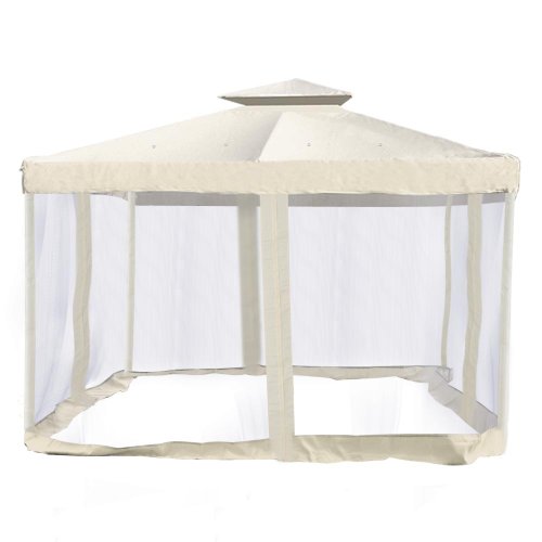 Ivory-Canopy-Substitution-with-Screen-Netting-Gazebo-Top-10×10-Ft-0