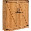 Merax-Wooden-Outdoor-Garden-Shed-with-Fir-Wood-Medium-Storage-Shed-Lockable-Storage-Unit-with-Double-Doors-Natural-Color-0