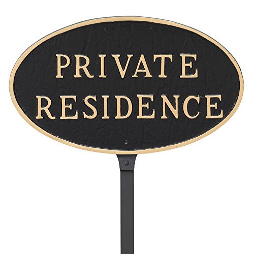 Montague-Metal-Products-85-x-13-Oval-Private-Residence-Statement-Plaque-with-23-Lawn-Stake-BlackGold-0