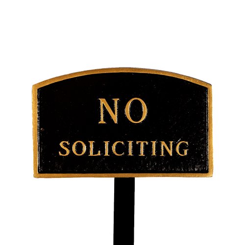 Montague-Metal-Products-SP-10sm-BG-LS-Small-Black-and-Gold-No-Soliciting-Arch-Statement-Plaque-with-23-Inch-Lawn-Stake-0