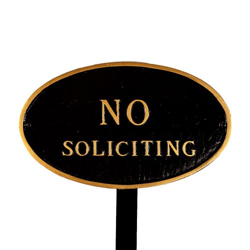 Montague-Metal-Products-SP-11sm-BG-LS-Small-Black-and-Gold-No-Soliciting-Oval-Statement-Plaque-with-23-Inch-Lawn-Stake-0