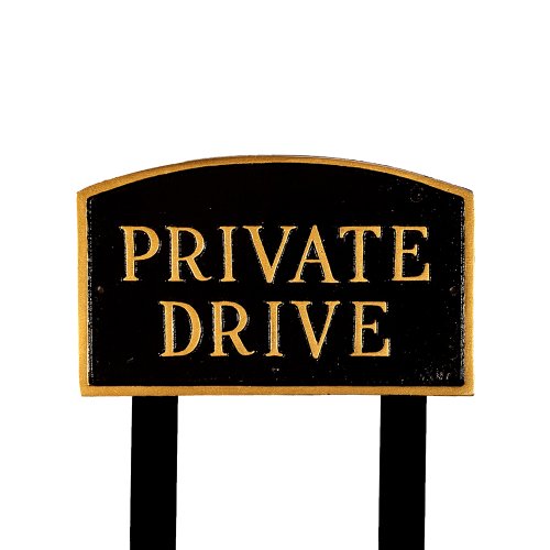 Montague-Metal-Products-SP-12L-BG-LS-Large-Black-and-Gold-Private-Drive-Arch-Statement-Plaque-with-2-23-Inch-Lawn-Stakes-0