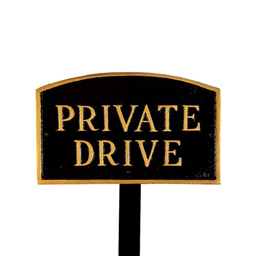 Montague-Metal-Products-SP-12sm-BG-LS-Small-Black-and-Gold-Private-Drive-Arch-Statement-Plaque-with-23-Inch-Lawn-Stake-0