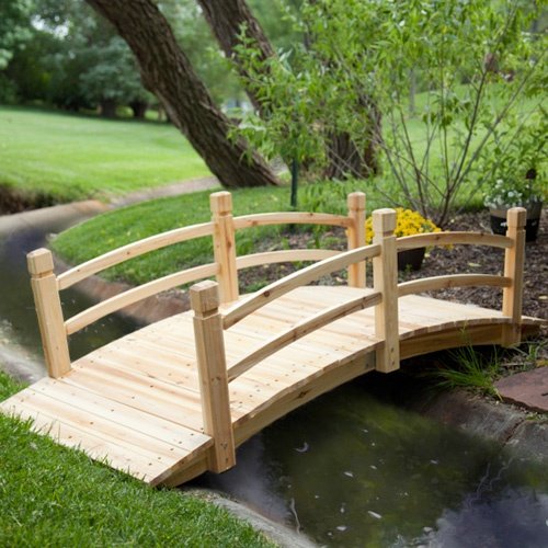 Natural-Finished-Fir-Wood-Freestanding-Garden-Bridge-6-Feet-with-Post-type-Pillars-and-Curved-Hand-Rails-Bridge-Can-Be-Stained-According-to-Preference-0