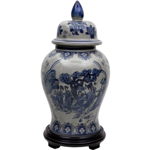 Oriental-Furniture-18-Ladies-Blue-White-Porcelain-Temple-Jar-0