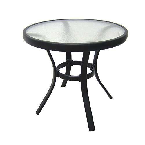Outdoor-Side-Table-Black-Steel-Small-Round-Tempered-Glass-Top-Patio-Yard-or-Porch-End-Table-0