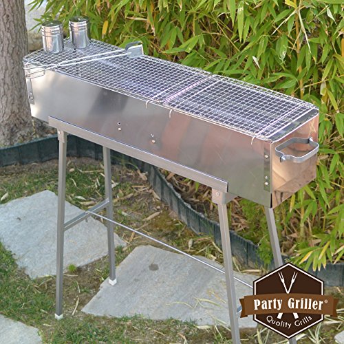 Party-Griller-32-Stainless-Steel-Charcoal-Grill-Portable-BBQ-Grill-Yakitori-Grill-Kebab-Grill-Satay-Grill-Makes-Juicy-Shish-Kebab-Shashlik-Spiedini-on-the-Skewer-0-1