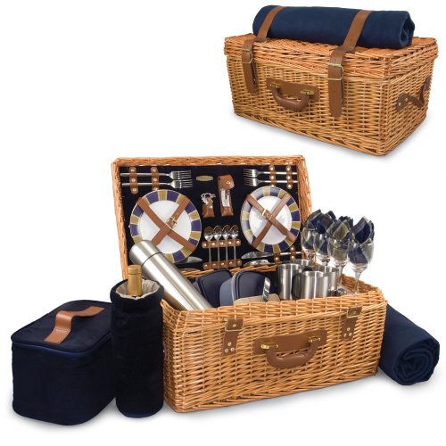 Picnic-Time-Windsor-English-Style-Willow-Picnic-Basket-with-Deluxe-Service-for-4-0