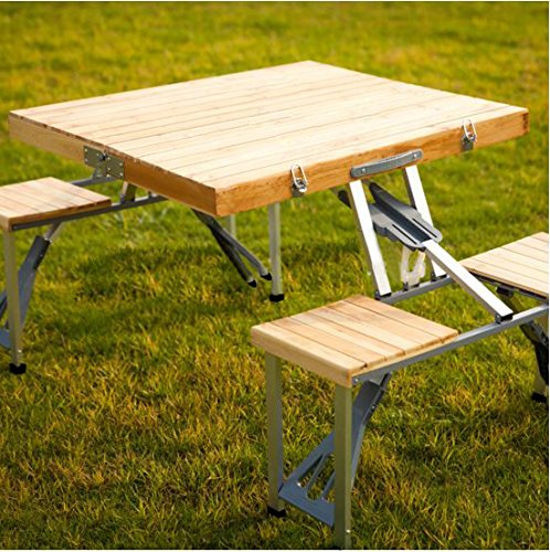 Plixio-Portable-Folding-Wood-Picnic-Table-with-4-Bench-Seats-0-0