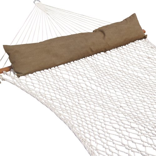 Prime-Garden-Deluxe-Cotton-Rope-Hammock100-Cotton-Rope-Poly-Fiber-Stuffing-Pillow-Hardwood-Spreader-BarsOffer-The-Soft-FeelSuperior-Outdoor-DurabilityAccomodate-2-People-450-lb-0-0