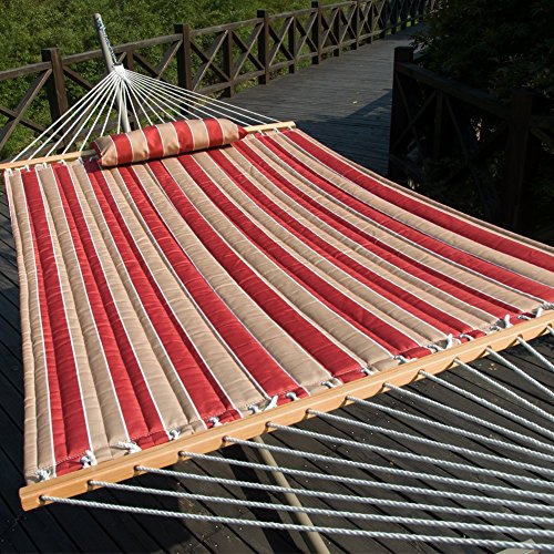 Prime-Garden-Quilted-Fabric-Hammock-with-Pillow-Hardwood-Spreader-Bars-2-People-0-0