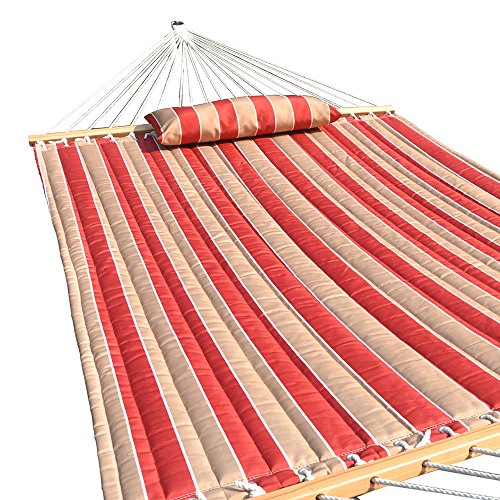 Prime-Garden-Quilted-Fabric-Hammock-with-Pillow-Hardwood-Spreader-Bars-2-People-0