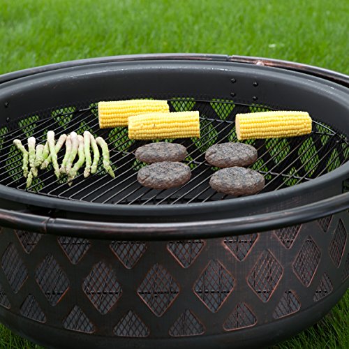 Red-Ember-Rubbed-Bronze-Crossweave-36-inch-Wood-Burning-Fire-Pit-With-Free-Grill-Grate-and-Cover-Durable-and-Perfect-for-Outdoor-Grill-0-0