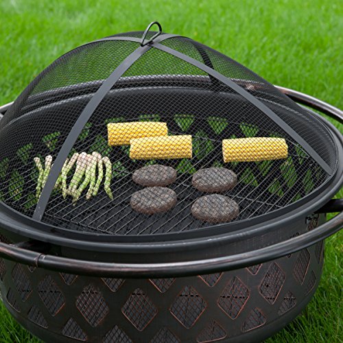 Red-Ember-Rubbed-Bronze-Crossweave-36-inch-Wood-Burning-Fire-Pit-With-Free-Grill-Grate-and-Cover-Durable-and-Perfect-for-Outdoor-Grill-0-1