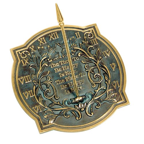 Rome-2303-Happiness-Sundial-Solid-Brass-with-Verdigris-Highlights-10-Inch-Diameter-0