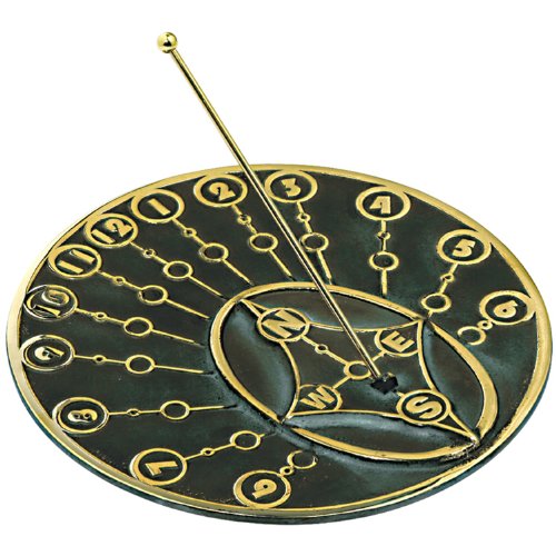 Rome-2309-Modern-Times-Sundial-Solid-Brass-with-Verdigris-Highlights-10-Inch-Diameter-0