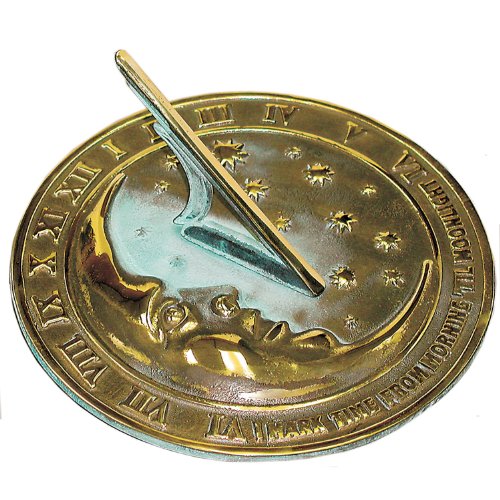 Rome-2312-Moon-and-Stars-Sundial-Solid-Brass-with-Verdigris-Highlights-85-Inch-Diameter-0