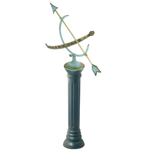 Rome-B19-Large-Column-Sundial-Pedestal-Base-Cast-Iron-with-Painted-Finish-28-Inch-Height-by-9-Inch-Width-0