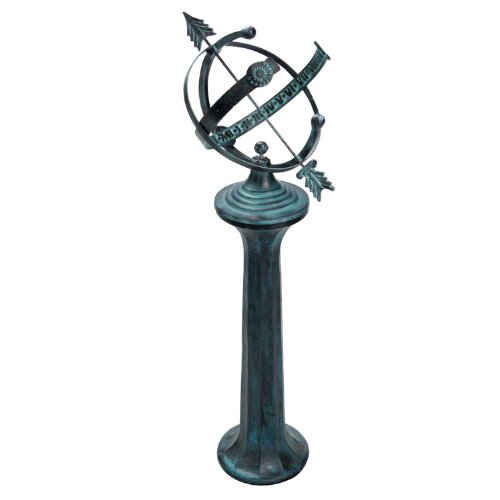 Rome-B26-Pillar-Sundial-Pedestal-Cast-Iron-with-Antique-Painted-Finish-24-Inch-Height-by-8-Inch-Diameter-0