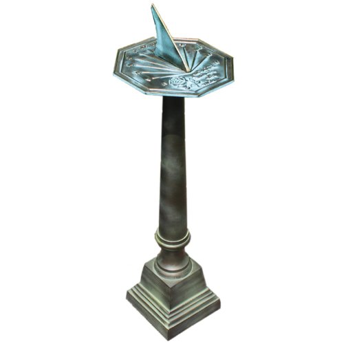 Rome-B28-Aluminum-Column-Sundial-Pedestal-Cast-Aluminum-with-Copper-and-Light-Verdigris-Patina-Finish-25-Inch-Height-0