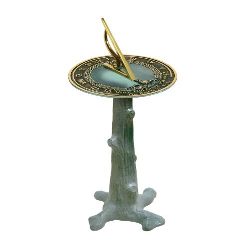 Rome-B65-Tree-Trunk-Sundial-Pedestal-Base-Cast-Iron-with-Painted-Finish-16-Inch-Height-0-0