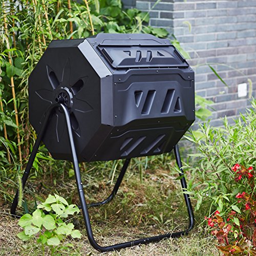 Rotary-Garden-Tumbler-Composter-Easy-to-turn-Barrel-Space-Efficient-Black-Color-160L-37-gallon-Capacity-With-2-Compartments-by-ZeLi-0-1