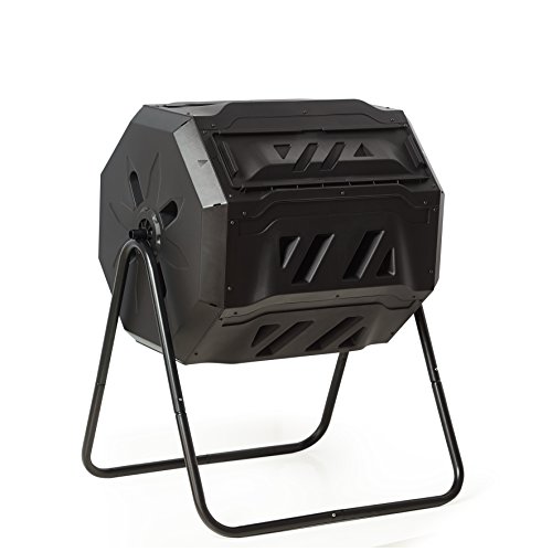 Rotary-Garden-Tumbler-Composter-Easy-to-turn-Barrel-Space-Efficient-Black-Color-160L-37-gallon-Capacity-With-2-Compartments-by-ZeLi-0
