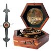 Steampunk-for-Solid-brass-Sundial-Compass-in-fitted-Wooden-Box-C-3052-0