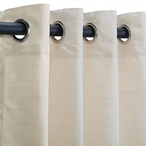 Sunbrella-Outdoor-Curtain-Panel-with-Nickel-Grommet-Top-for-Your-Patio-Porch-Gazebo-Pergola-or-Breezway-Dupione-Pearl-50-X-84-Inch-0