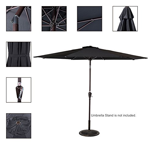 Sundale-Outdoor-10-Feet-Outdoor-Aluminum-Patio-Umbrella-with-Auto-Tilt-and-Crank-8-Alu-Ribs-100-Polyester-0-0