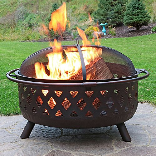Sunnydaze-36-Inch-Large-Bronze-Crossweave-Fire-Pit-with-Spark-Screen-0-0