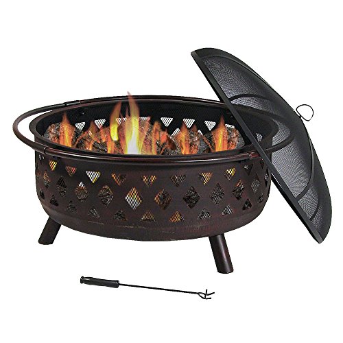 Sunnydaze-36-Inch-Large-Bronze-Crossweave-Fire-Pit-with-Spark-Screen-0