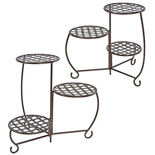 Sunnydaze-Bronze-Checkered-Triple-Planter-Stand-Set-of-2-0