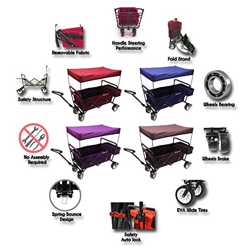 The-Best-Feature-Quality-NEW-4th-GENERATION-Collapsible-Folding-Wagon-with-Canopy-and-Kids-Seat-Belt-Padded-Bottom-Auto-Safety-Locks-Spring-Bounce-Brake-Stand-EVA-Wide-Tire-0