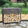 The-Woodhaven-4-Foot-Brown-Outdoor-Firewood-Log-Rack-with-Cover-0