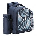 VonShef-4-Person-Blue-Tartan-Picnic-Backpack-With-Cooler-Compartment-Detachable-BottleWine-Holder-Fleece-Blanket-Flatware-and-Plates-0-1