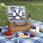 VonShef-4-Person-Wicker-Picnic-Basket-Hamper-Set-with-Flatware-Plates-and-Wine-Glasses-Includes-Blue-Checked-Pattern-Lining-and-FREE-Picnic-Blanket-0-0