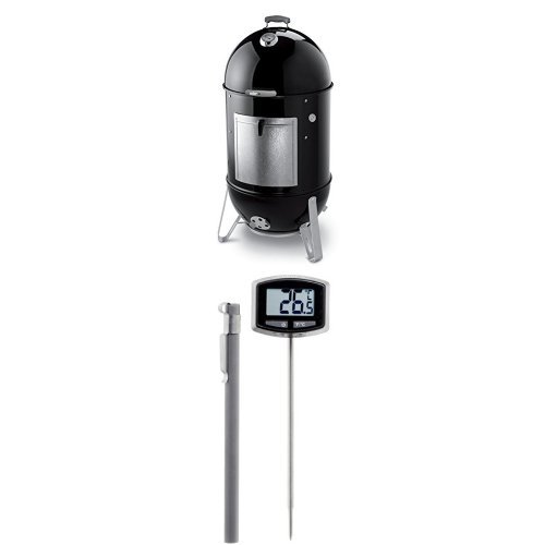 Weber-731001-Smokey-Mountain-Cooker-22-Inch-Charcoal-Smoker-Black-and-Thermometer-Bundle-0