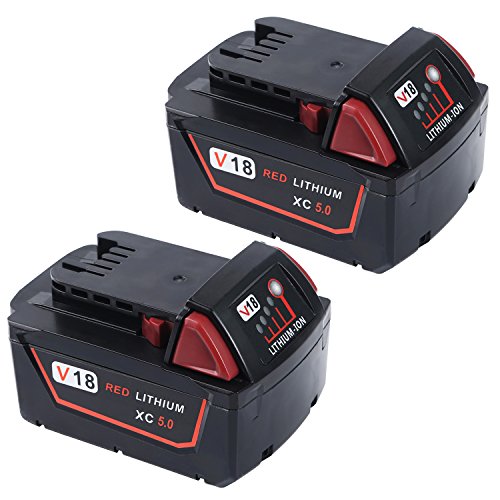 Weide-18V-50Ah-Replacement-Milwaukee-M18-XC-Red-Lithium-Battery-for-48-11-1850-48-11-1852-48-11-1840-48-11-1828-Cordless-Tool-2-pack-0