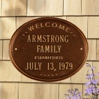 Welcome-Oval-Family-Established-House-Plaque-Two-Line-BronzeGold-0