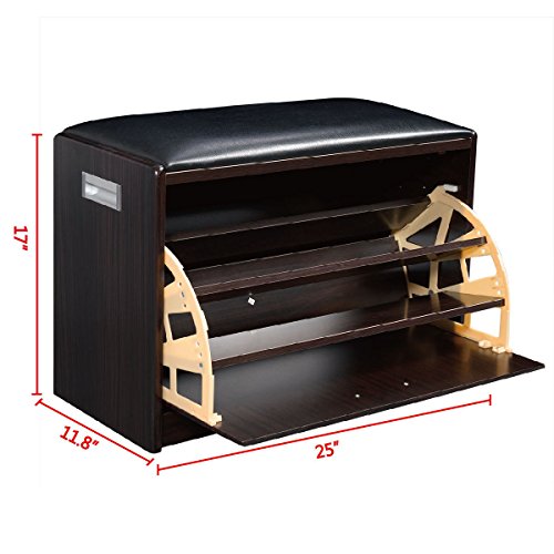 Wood-Shoe-Storage-Bench-Ottoman-Cabinet-Closet-Shelf-Entryway-Multipurpose-New-0