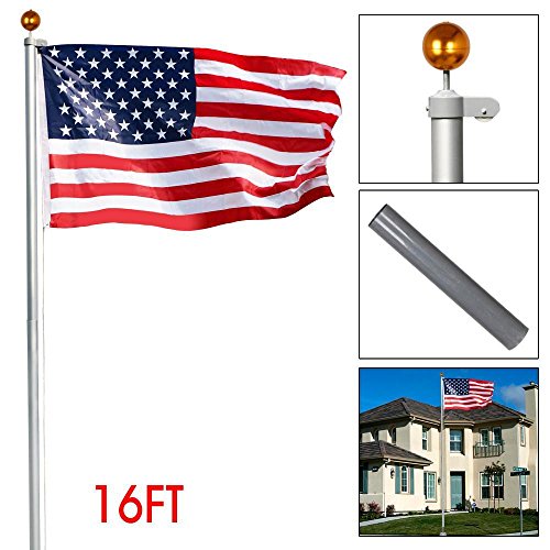 Yaheetech-Heavy-Duty-Aluminum-Flag-Pole-Outdoor-Halyard-Pole-2-Free-3×5-American-Flags-0-0